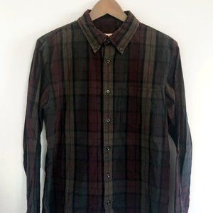 Burgundy Plaid Button Down Shirt